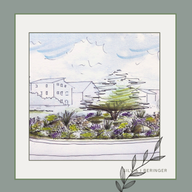 Naturnah bepflanzter Verkehrskreisel