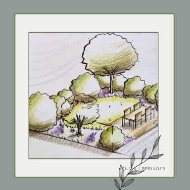 Perspektiven Ansicht lockere Strauchbepflanzung